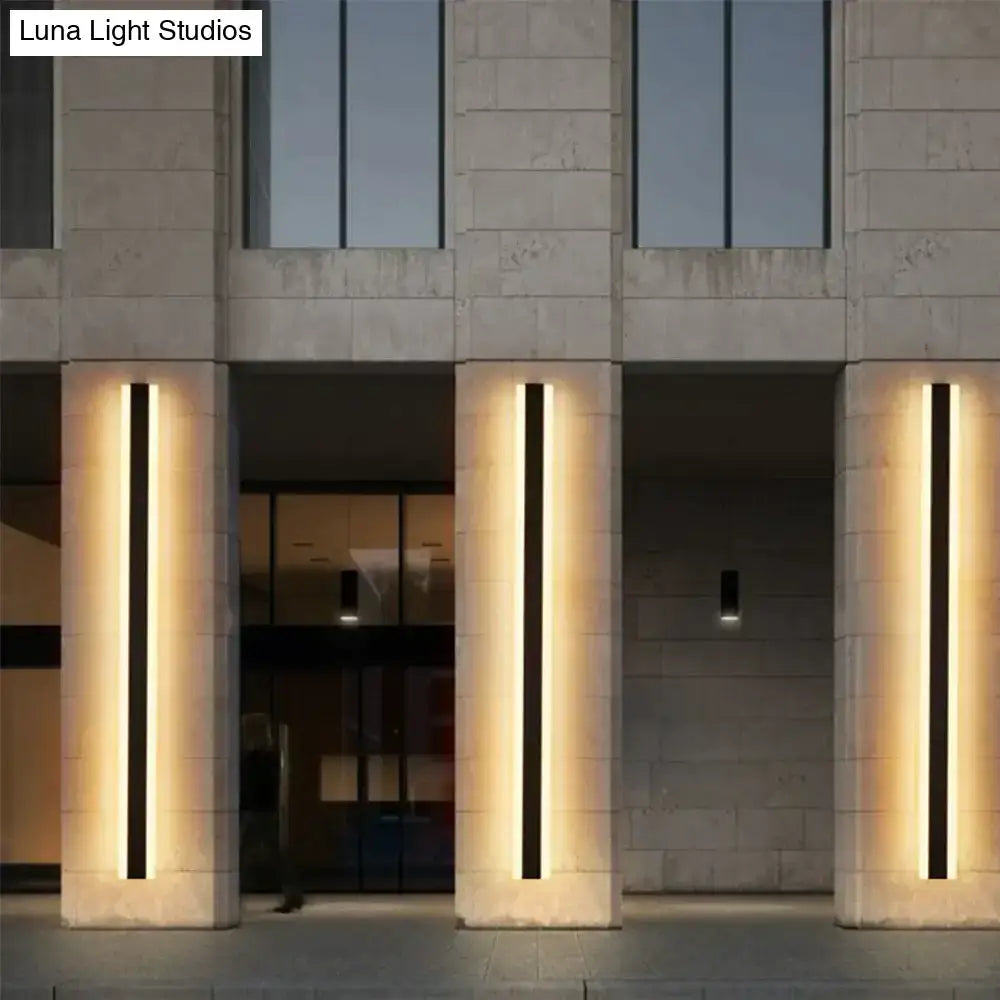 Modern black linear led wall mounted lamp garden outdoor sconce