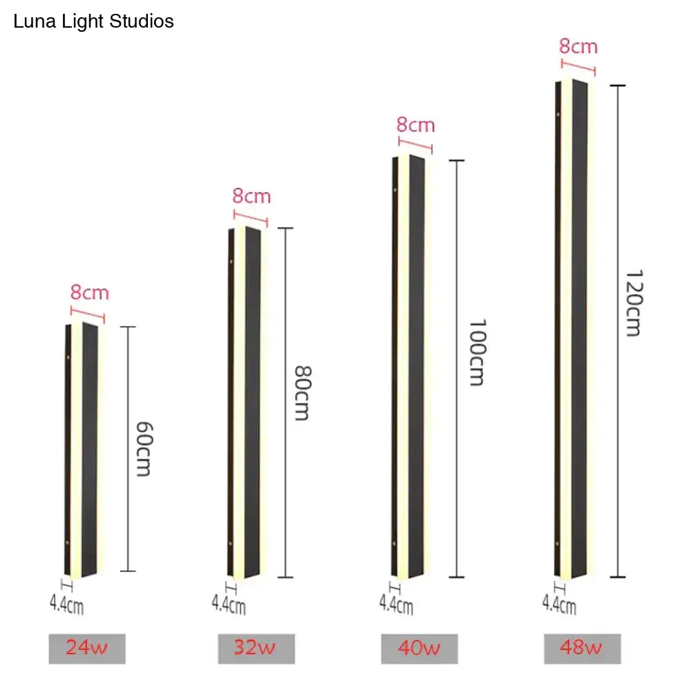 Modern black linear led wall mounted lamp garden outdoor sconce