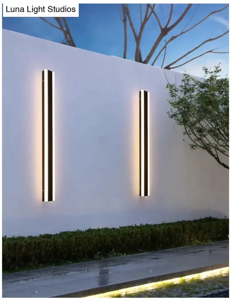 Modern black linear led wall mounted lamp garden outdoor sconce