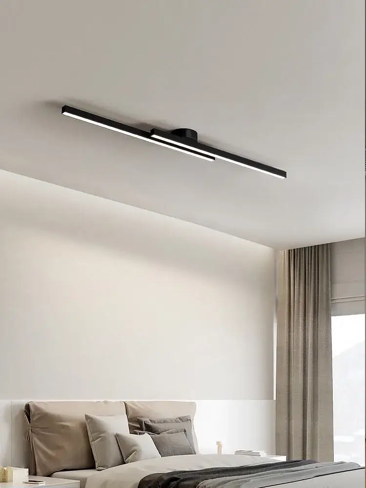 Modern black linear nordic ceiling lamp for living room