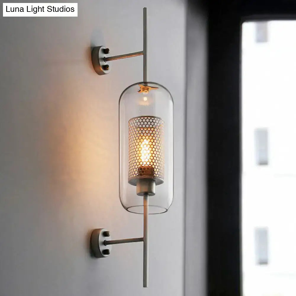 Modern black mesh wall mount lamp bedroom glass sconce