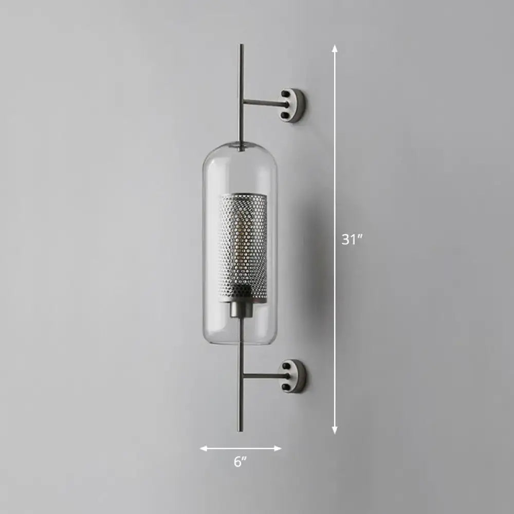 Modern black mesh wall mount lamp bedroom glass sconce
