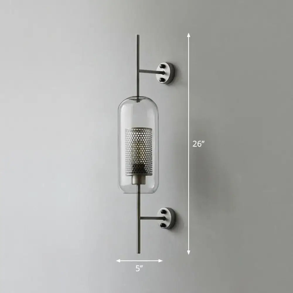Modern black mesh wall mount lamp bedroom glass sconce