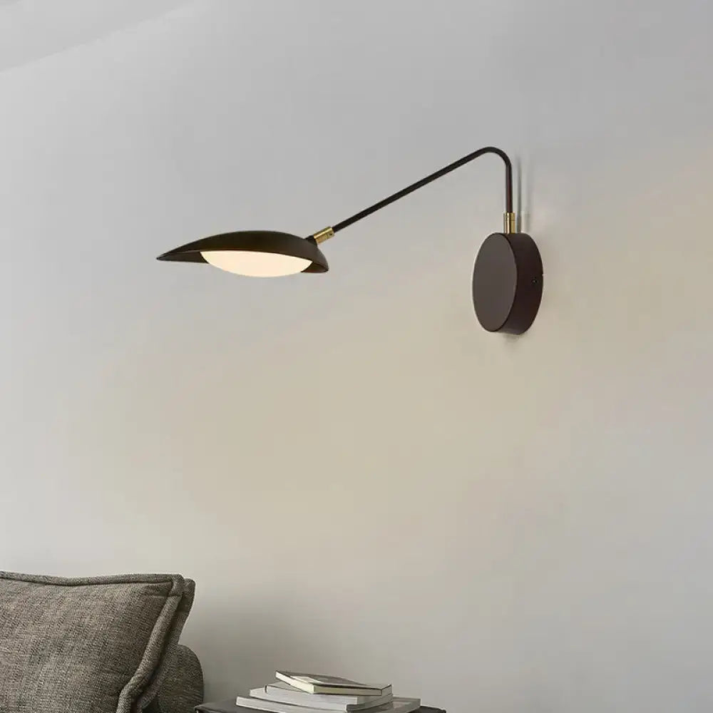 Modern black metal adjustable arm wall lamp for bedroom reading