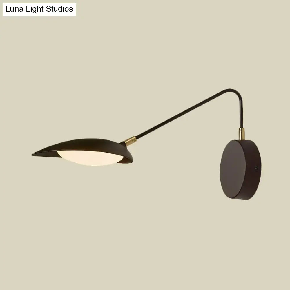 Modern black metal adjustable arm wall lamp for bedroom reading