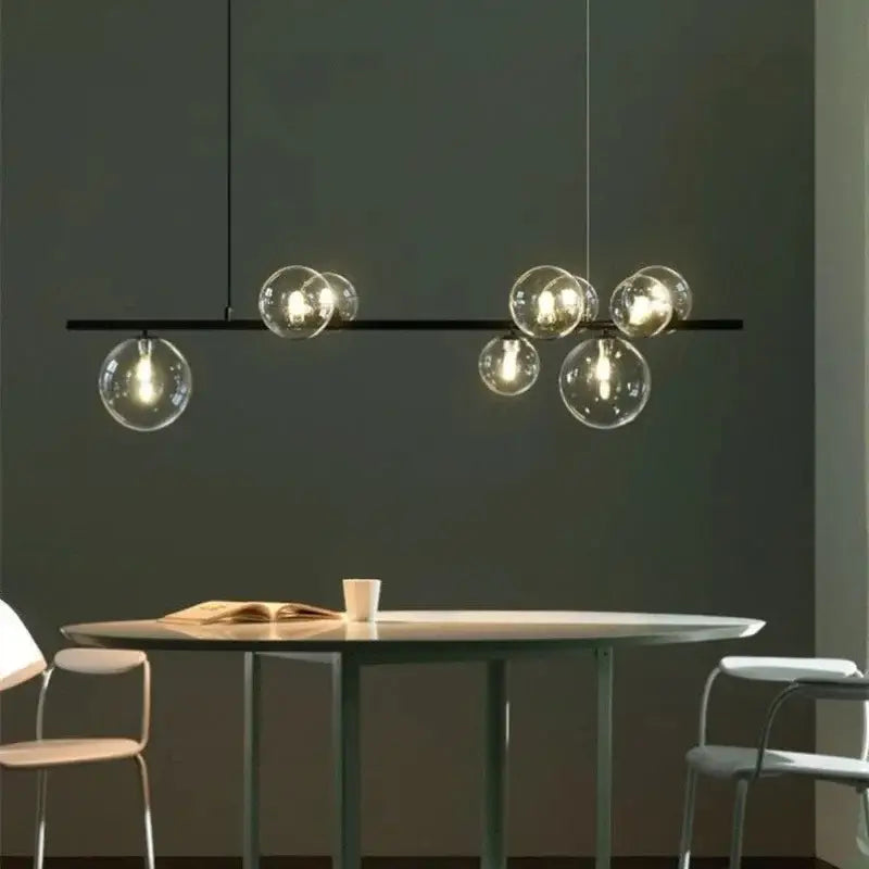 Modern black metal clear glass led chandelier dining room light