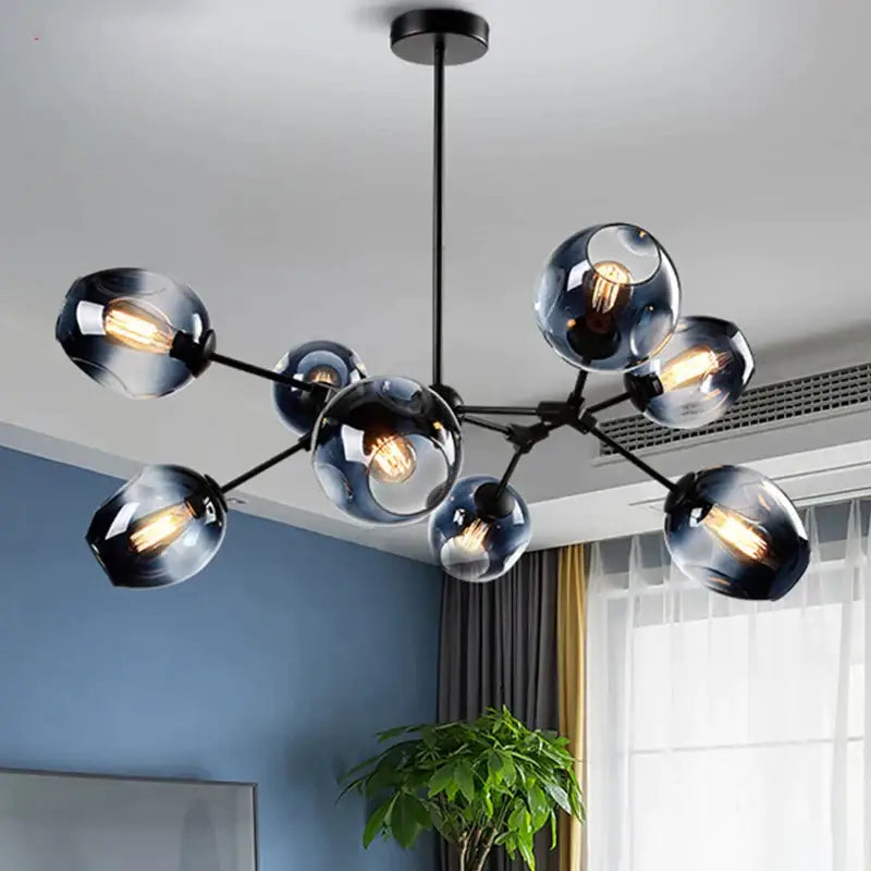 Modern black metal decorbites glass chandelier for dining room