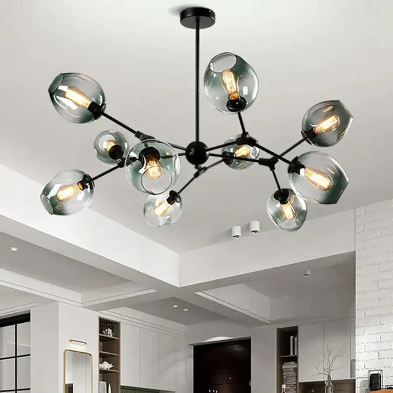 Modern black metal decorbites glass chandelier for dining room