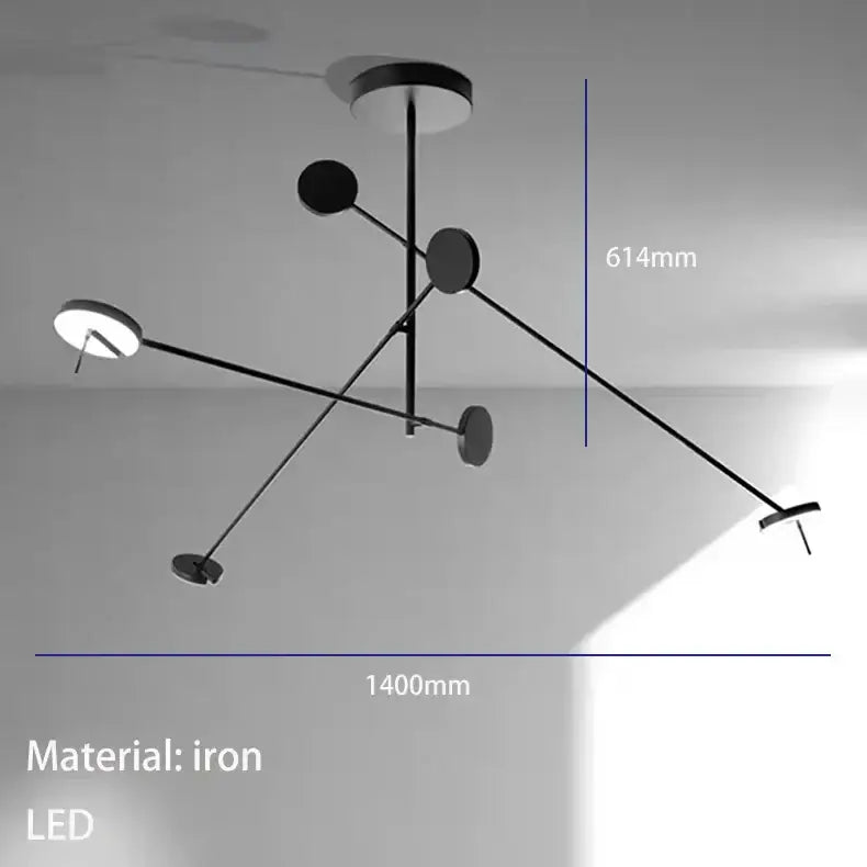 Modern black metal led chandelier living room spherical light