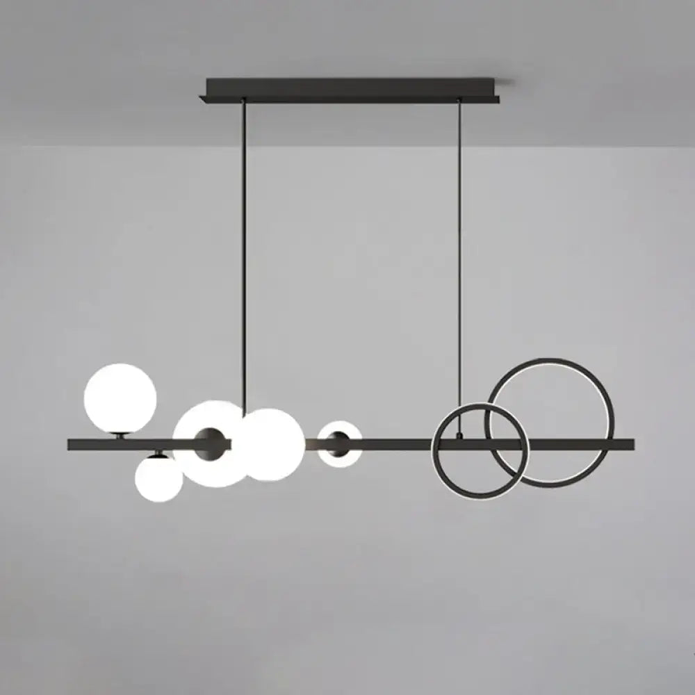 Modern black metal pendant light fixture dining room glass spheres