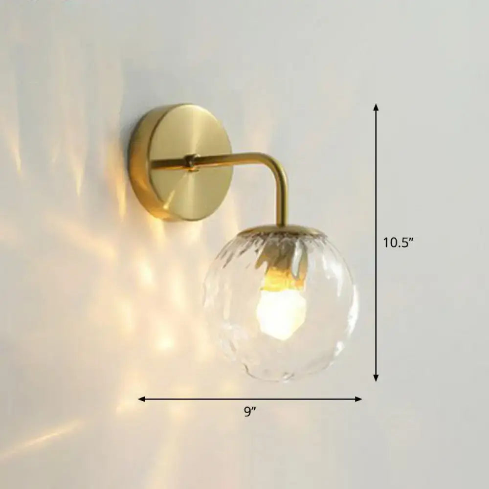 Modern black metal rippled glass wall mount light bedroom sconce