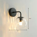Modern black metal rippled glass wall mount light bedroom sconce