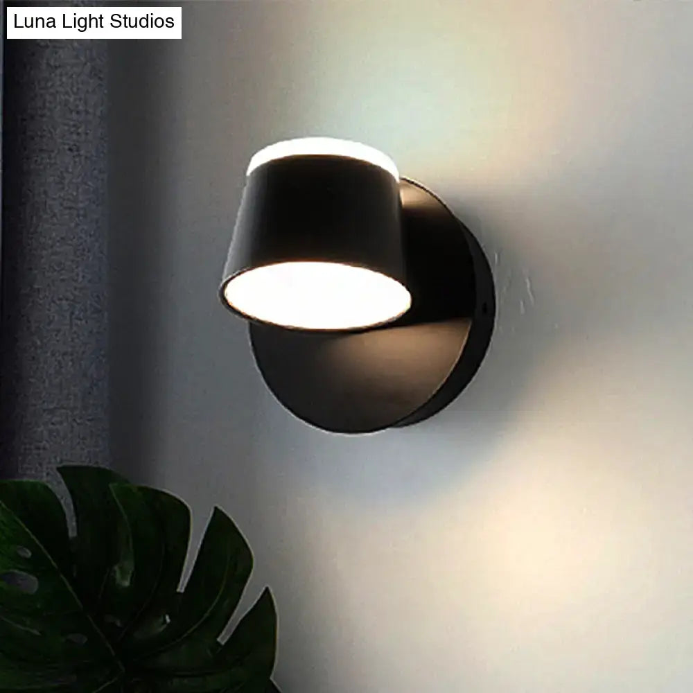 Modern black metal shade wall sconce bedroom vanity fixture