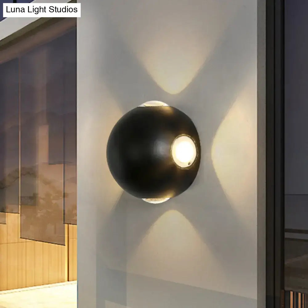 Modern black metal wall light outdoor spherical sconce
