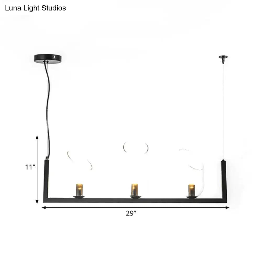 DecorBites™ Modern Black Metallic Linear Chandelier with Oblique Clear Shade, LED Pendant Light - Warm/White Illumination