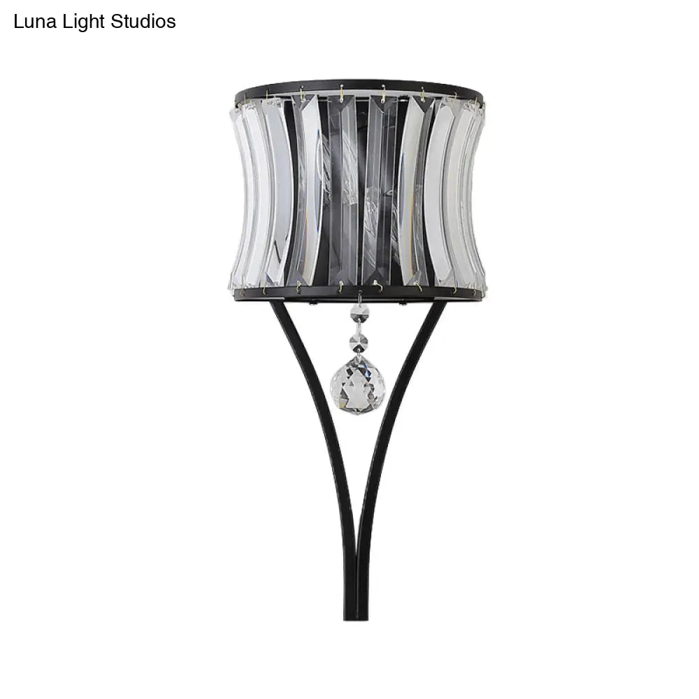 Modern black crystal wall sconce – bedroom wall mounted lighting