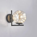 Modern black mini globe wall sconce bedroom fairy light fixture