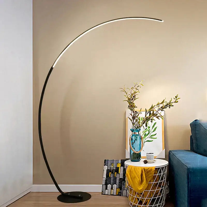 Modern black minimalist arc floor lamp for living room dimmable led