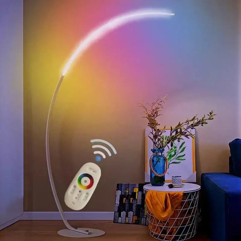Modern black minimalist arc floor lamp for living room dimmable led
