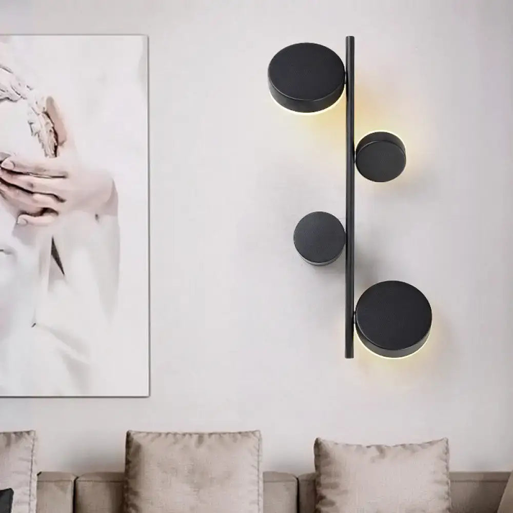 Modern black minimalist circle wall mount led sconce living room