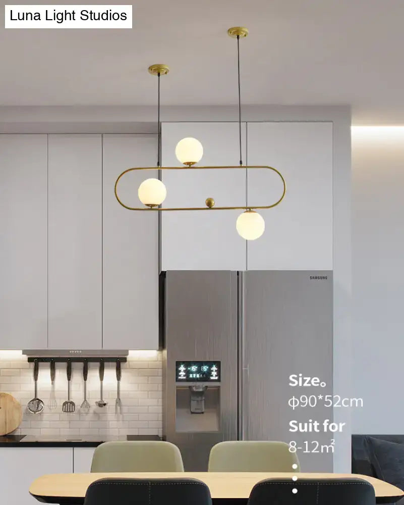 Modern black minimalist ellipse ceiling light with white globes living room