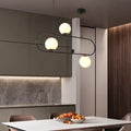 Modern black minimalist ellipse ceiling light with white globes living room