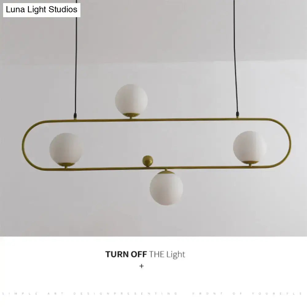 Modern black minimalist ellipse ceiling light with white globes living room