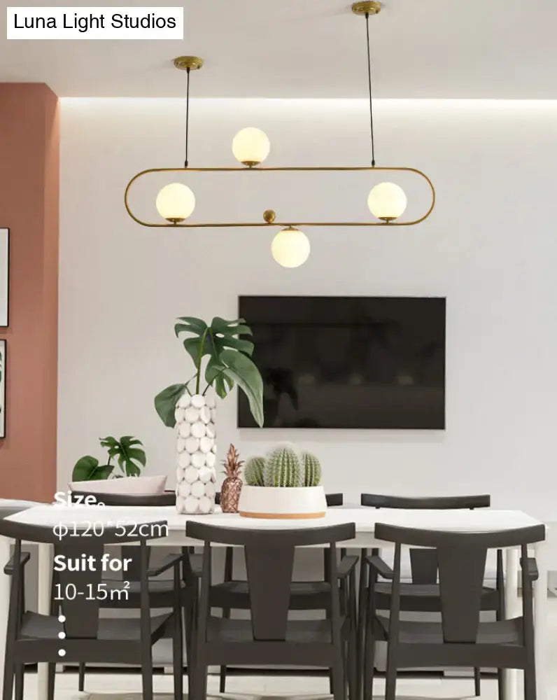 Modern black minimalist ellipse ceiling light with white globes living room