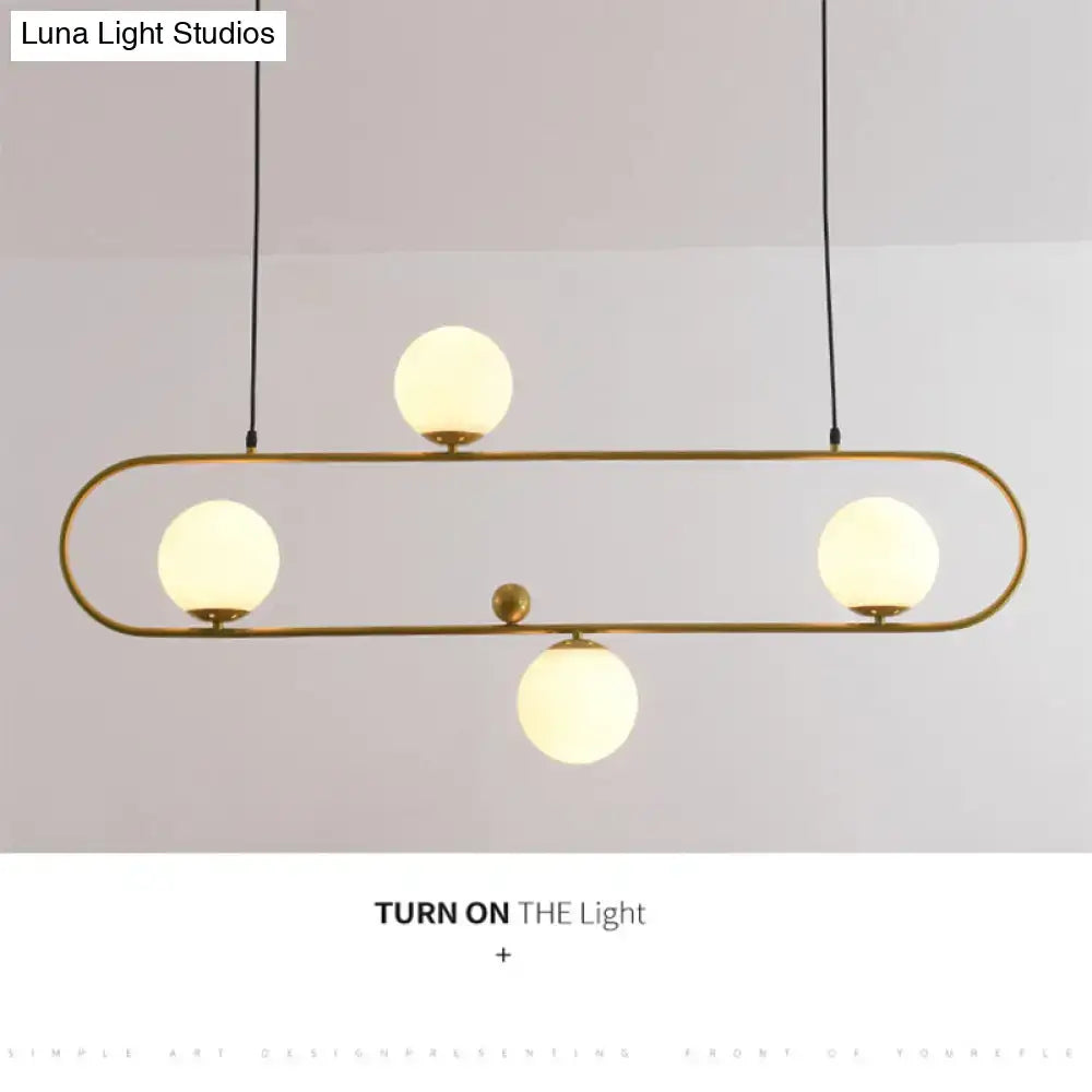 Modern black minimalist ellipse ceiling light with white globes living room