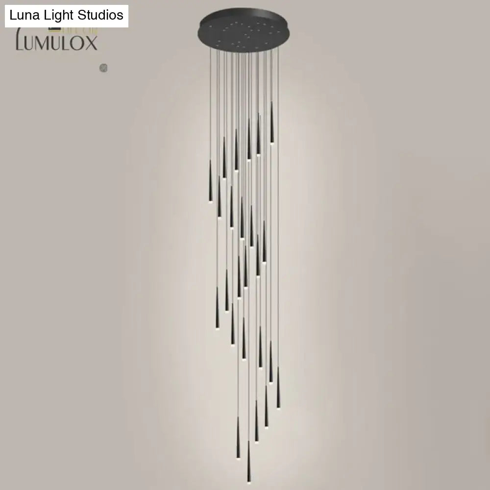 Modern black minimalist metallic multi ceiling light staircase pendant