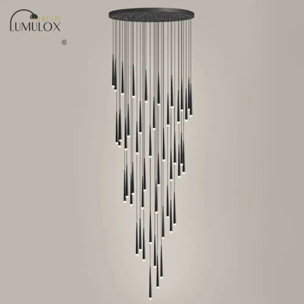 Modern black minimalist metallic multi ceiling light staircase pendant