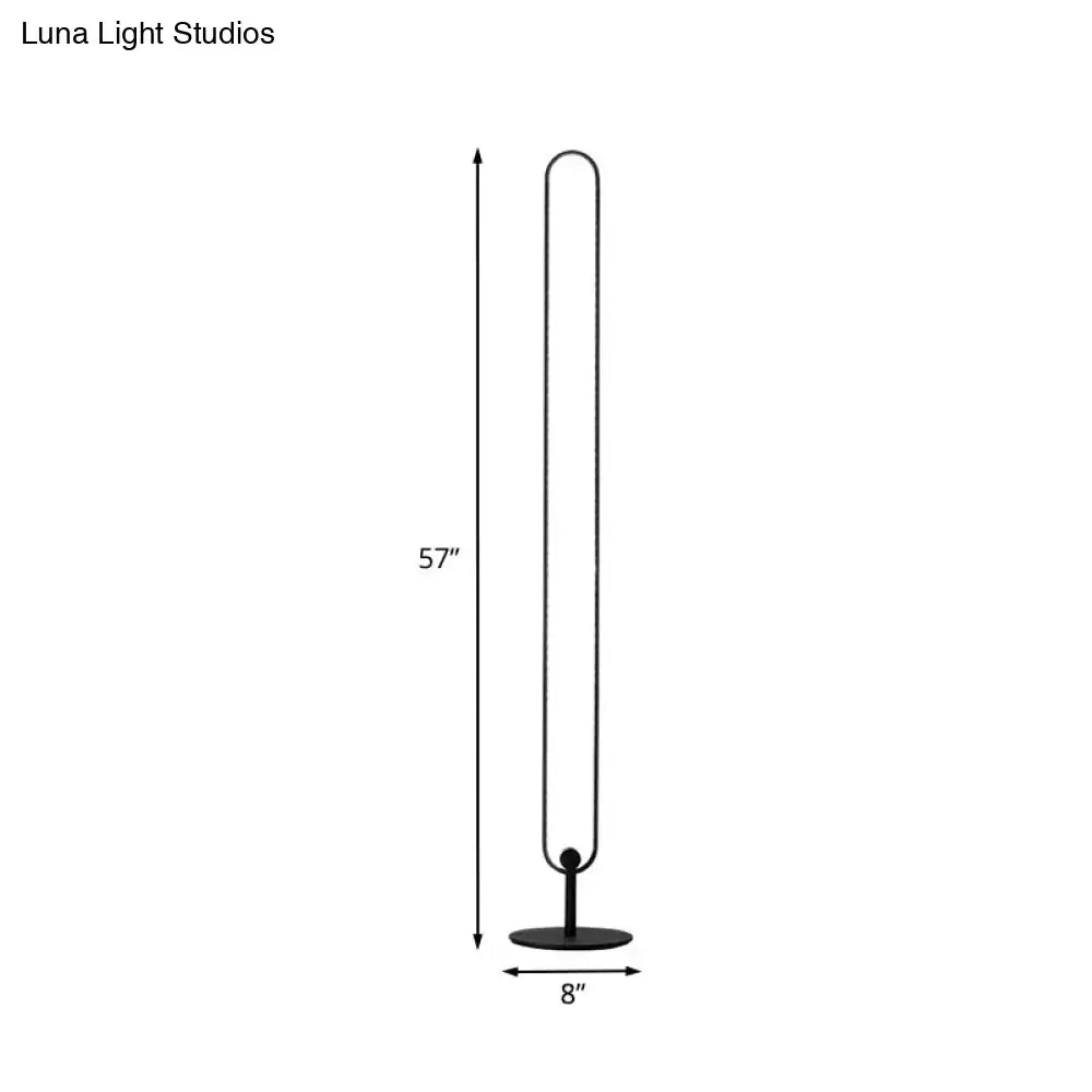 DecorBites™ Modern Oval Frame LED Bedside Floor Lamp in Black - Simplicity, Acrylic, with Adjustable Light: Warm, White, Natural