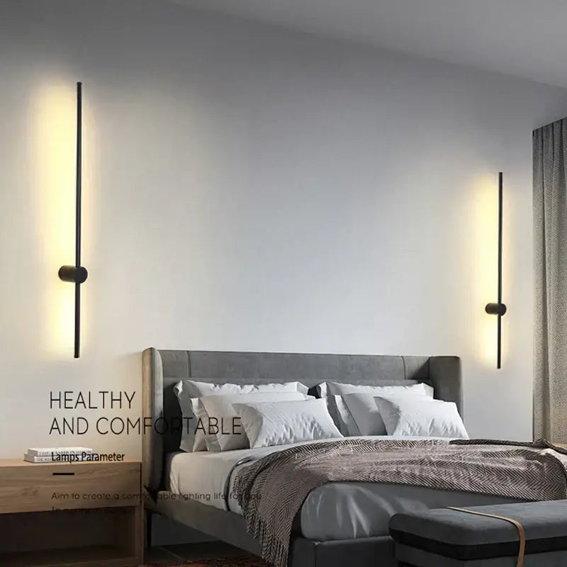 Modern black minimalist rotatable led wall lights for bedroom