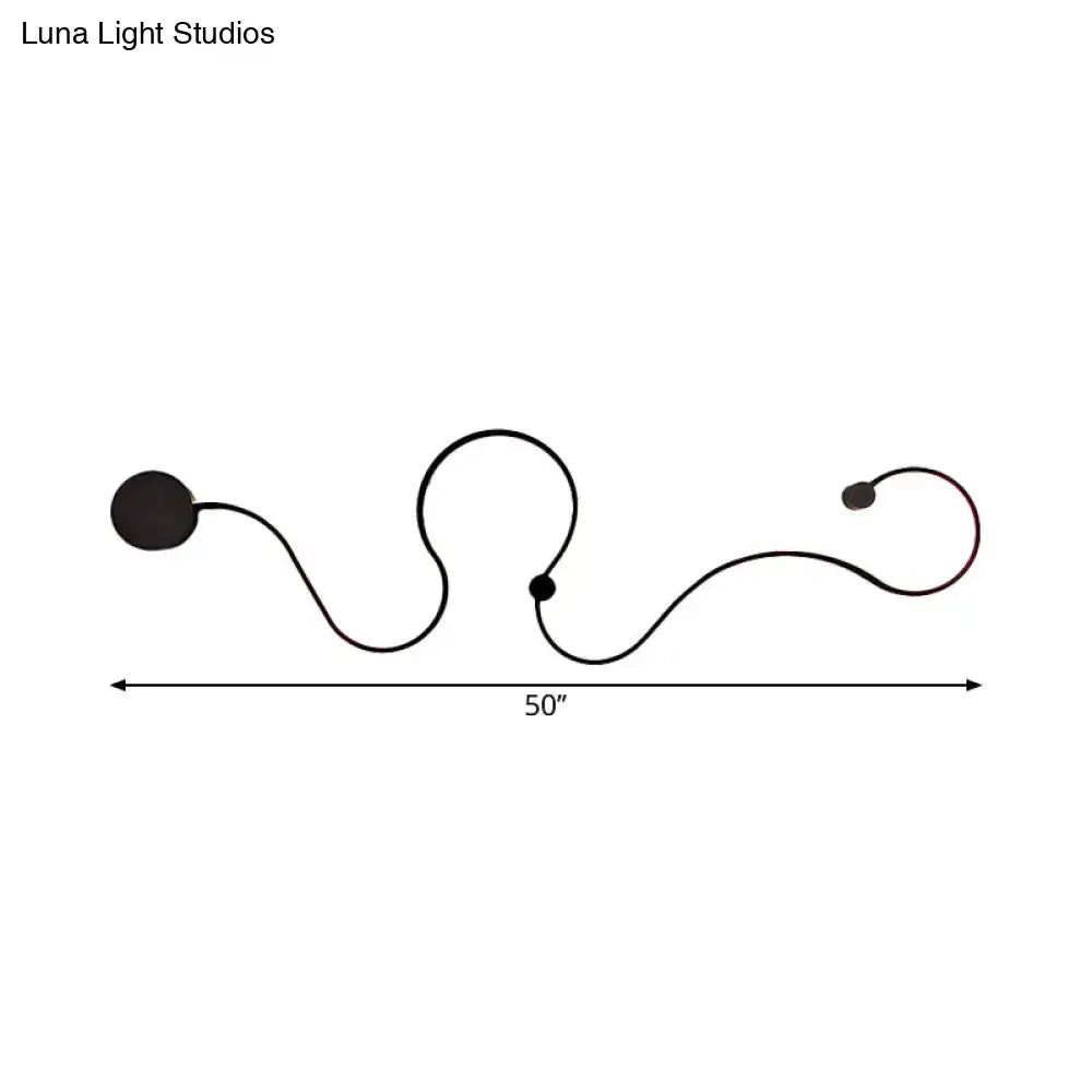DecorBites™ Modern Metal Snake-Like Wall Sconce Lighting - 25.5"/50" W LED Wall Mount Lamp in Black with Warm/White Light