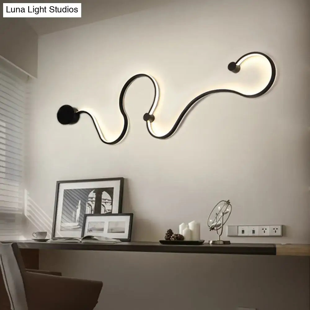 DecorBites™ Modern Metal Snake-Like Wall Sconce Lighting - 25.5"/50" W LED Wall Mount Lamp in Black with Warm/White Light