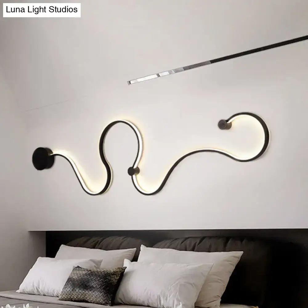 DecorBites™ Modern Metal Snake-Like Wall Sconce Lighting - 25.5"/50" W LED Wall Mount Lamp in Black with Warm/White Light