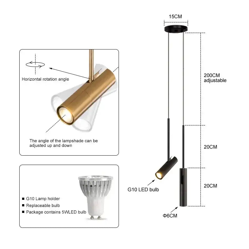 DecorBites™ Black Nordic Pendant Chandelier for Modern Decor with Adjustable Angle