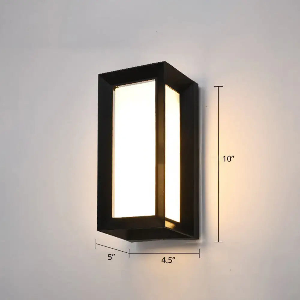 Modern black outdoor led wall lamp rectangular frosted light