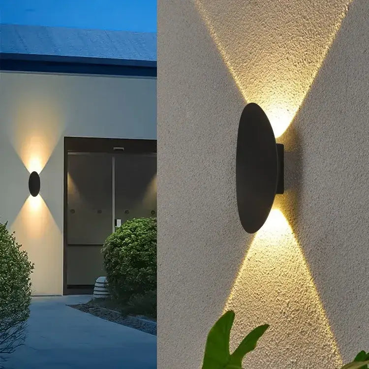Modern black oval led outdoor porch wall light garden sconce