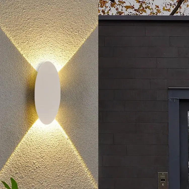 Modern black oval led outdoor porch wall light garden sconce