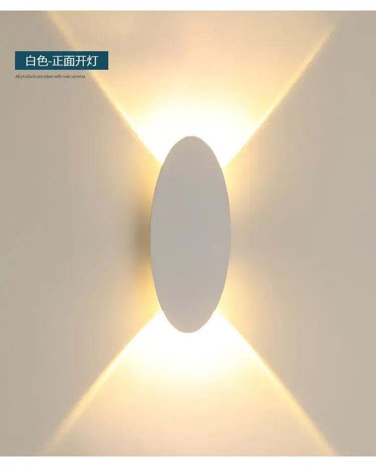 Modern black oval led outdoor porch wall light garden sconce