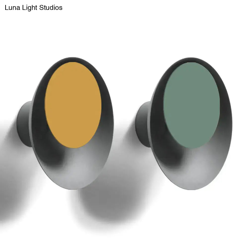 DecorBites™ Macaron LED Circle Sconce Light in Black/Grey/Pink - Wall Mount Fixture (10"/13" Dia)