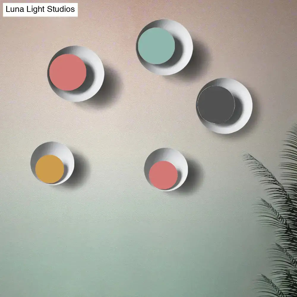 DecorBites™ Macaron LED Circle Sconce Light in Black/Grey/Pink - Wall Mount Fixture (10"/13" Dia)