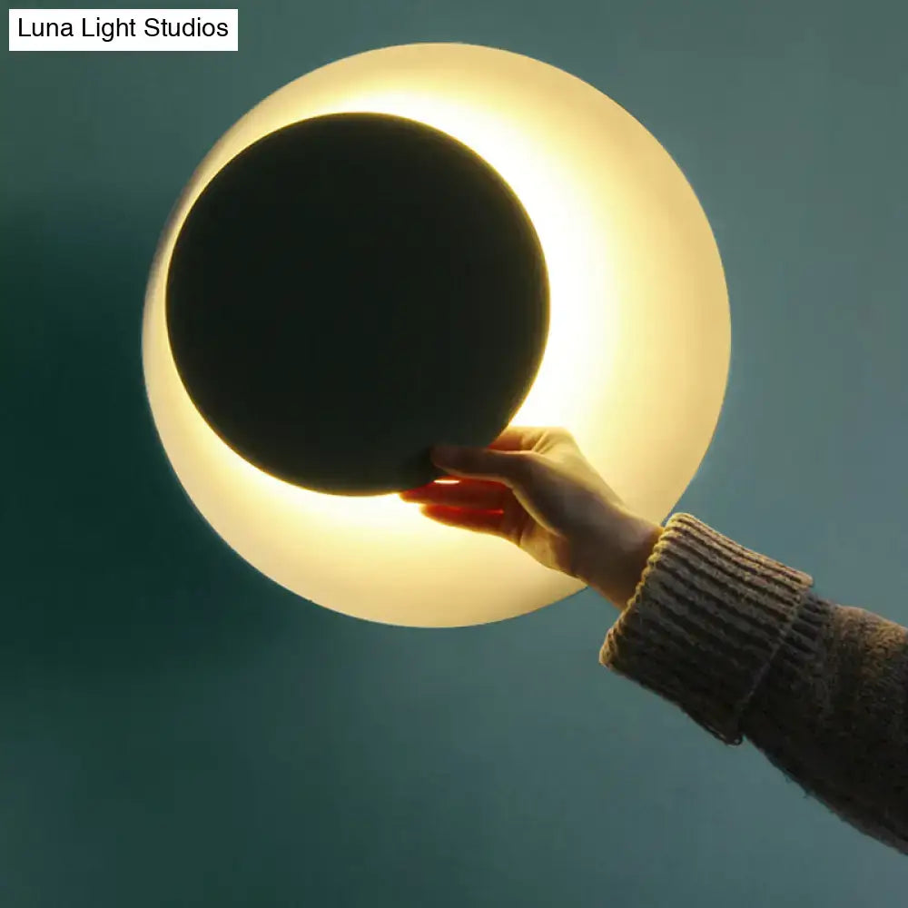 DecorBites™ Macaron LED Circle Sconce Light in Black/Grey/Pink - Wall Mount Fixture (10"/13" Dia)