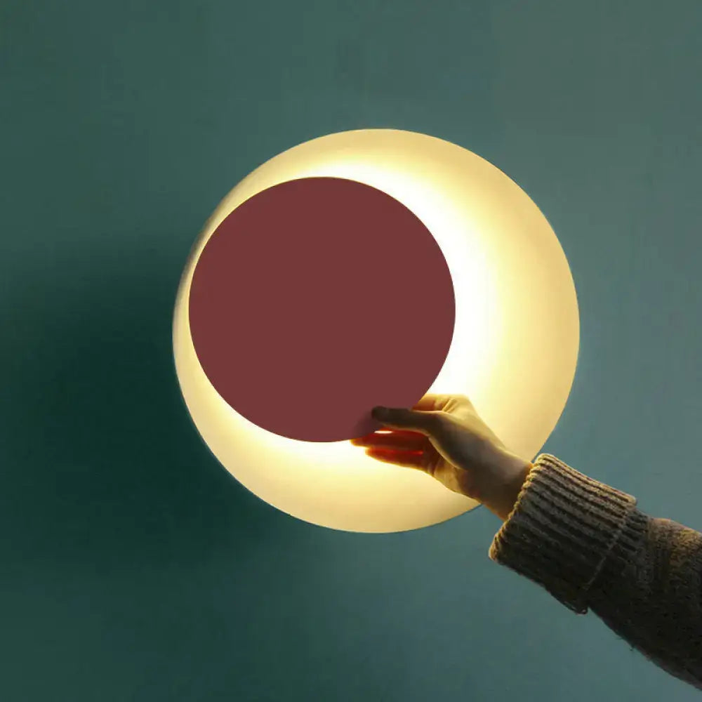 DecorBites™ Macaron LED Circle Sconce Light in Black/Grey/Pink - Wall Mount Fixture (10"/13" Dia)