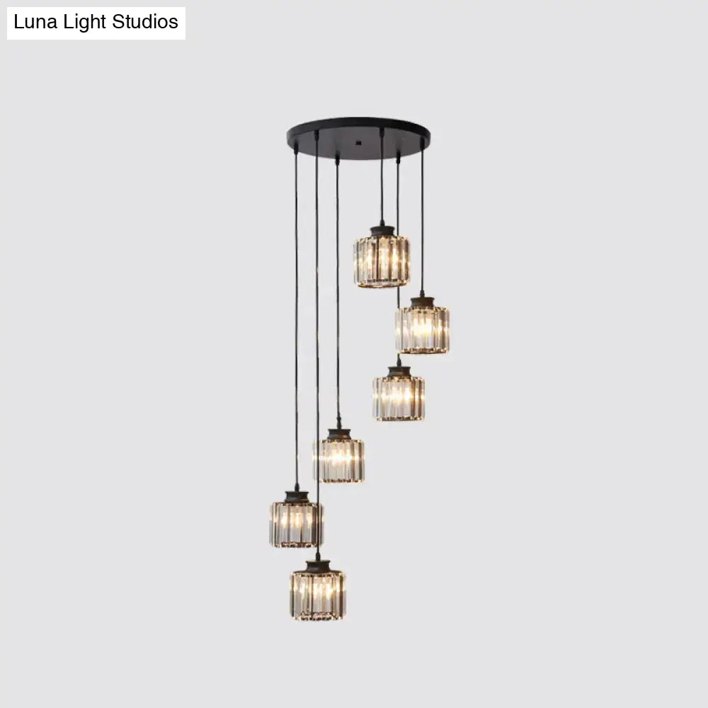 DecorBites™ Modern Prismatic Crystal Cylindrical Pendant Ceiling Light for Stairway