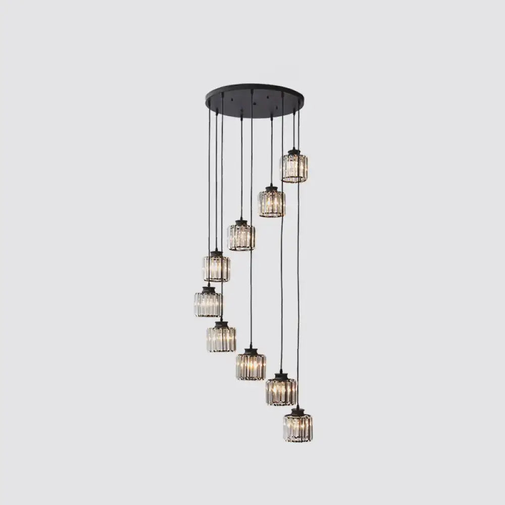 DecorBites™ Modern Prismatic Crystal Cylindrical Pendant Ceiling Light for Stairway
