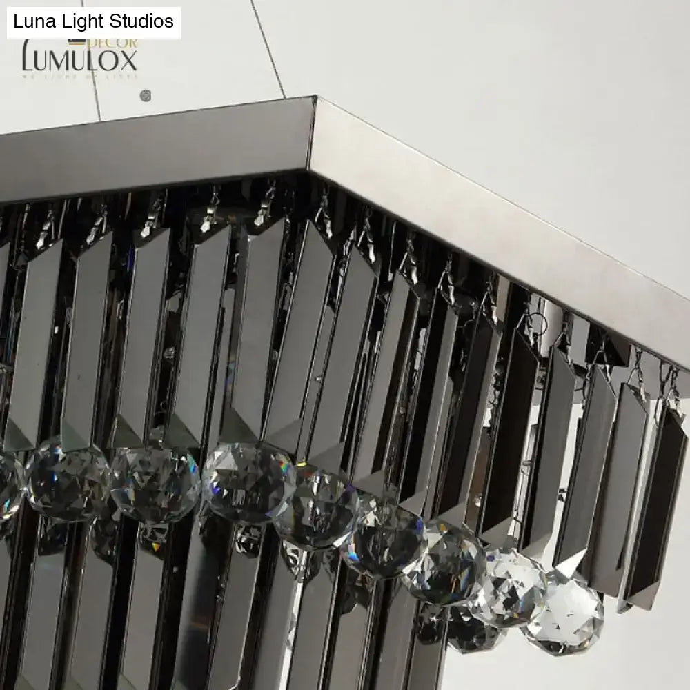 Modern black rectangle crystal chandelier dining room hanging light