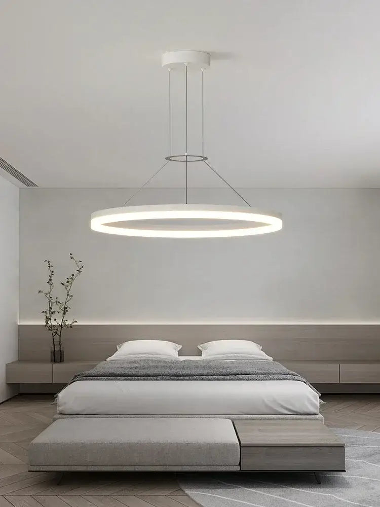 DecorBites™ Black Ring LED Pendant Chandelier for Living Room, Bedroom, Kitchen - Modern Minimalist Lighting