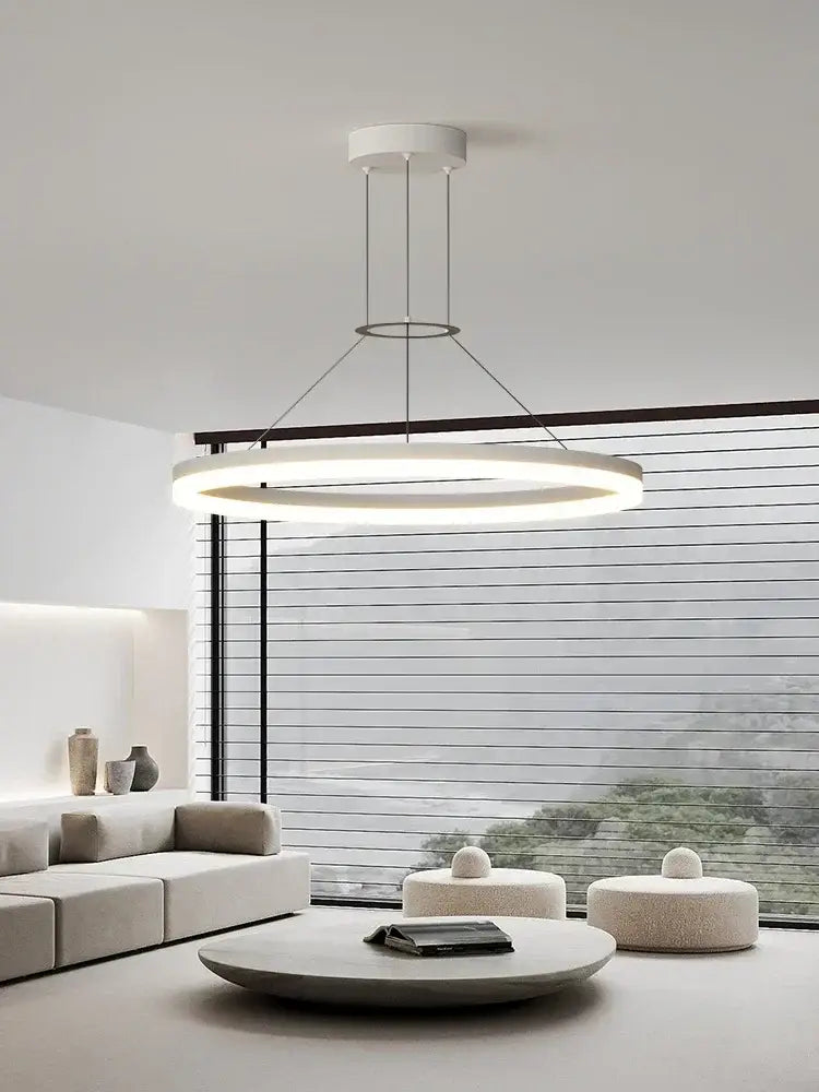 DecorBites™ Black Ring LED Pendant Chandelier for Living Room, Bedroom, Kitchen - Modern Minimalist Lighting